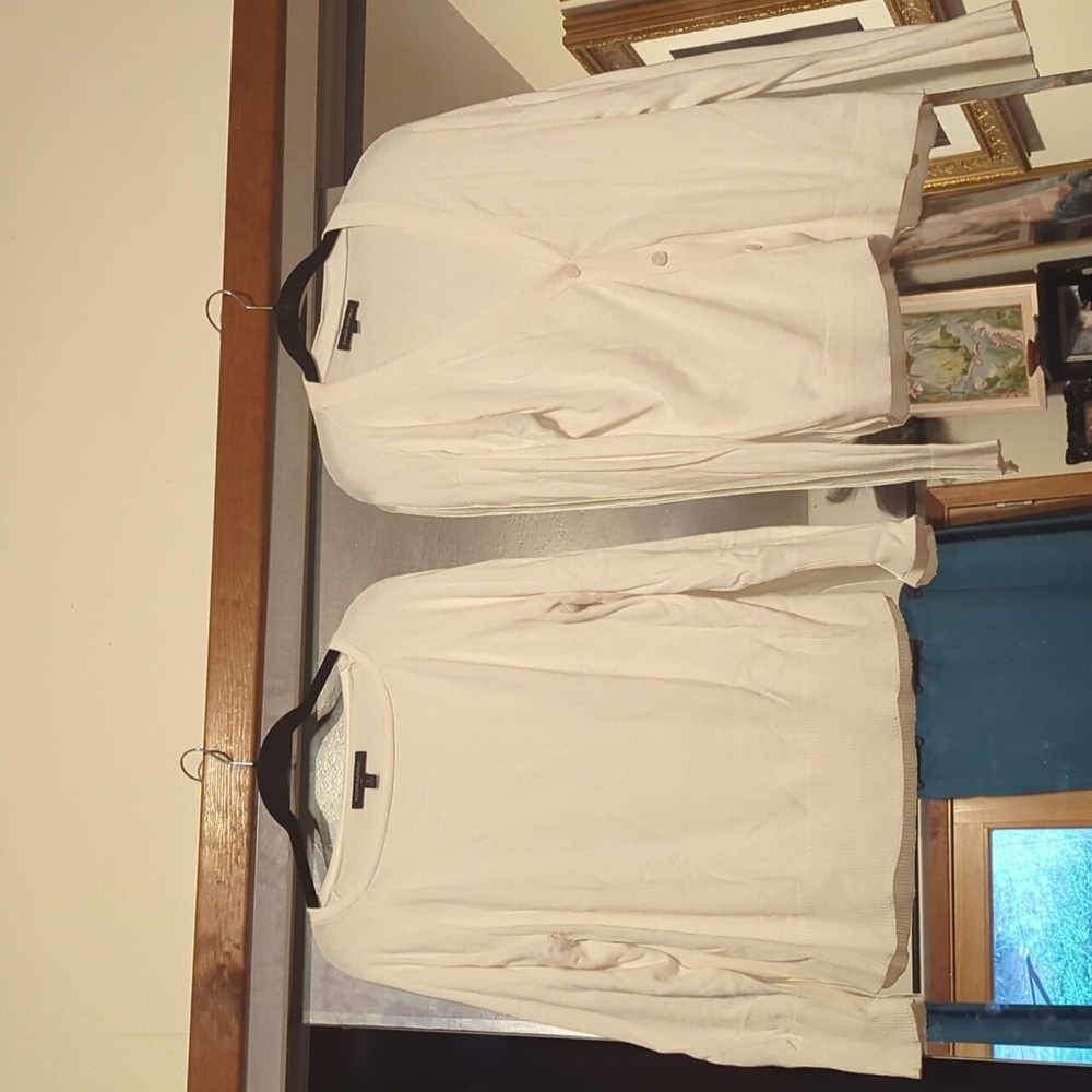 Banana Republic Ivory Cardigan & Scoop Sweater Set